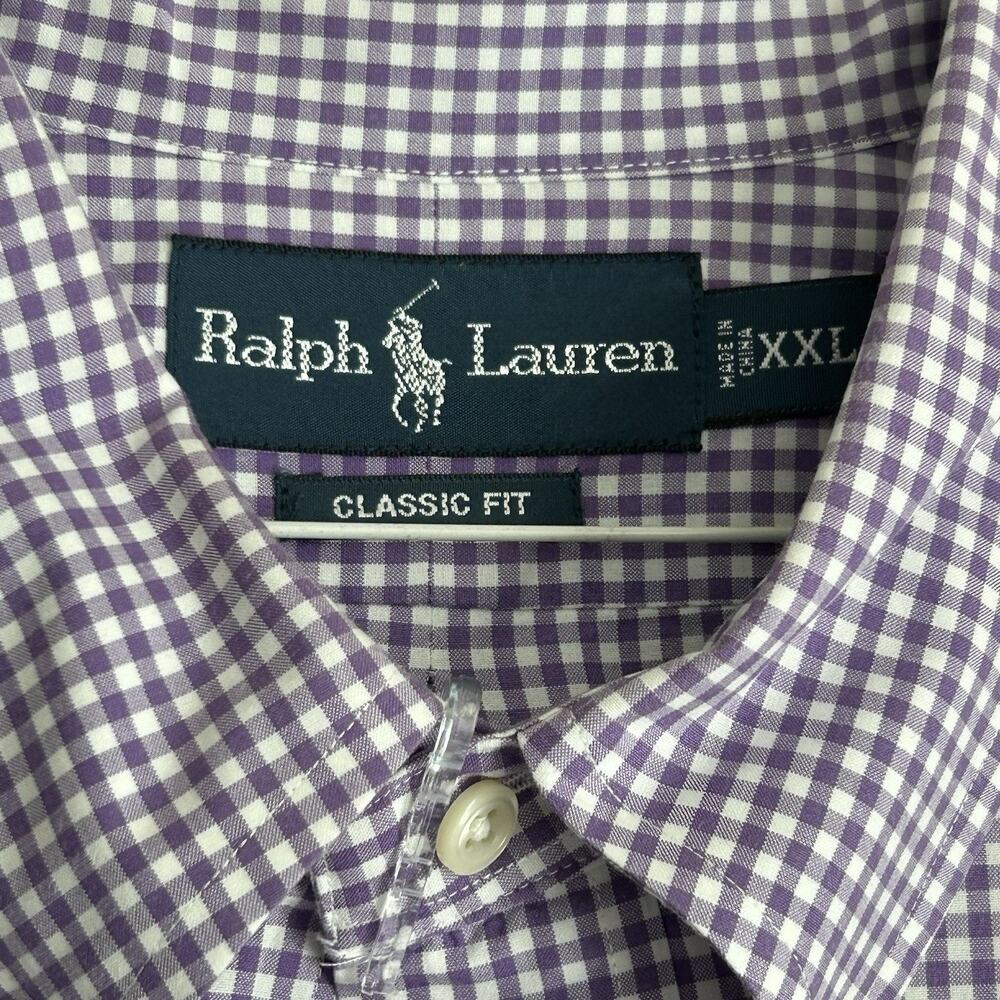 Ralph Lauren Polo Men's XXL Classic Fit Button Down Long Sleeve Purple And White - Picture 2 of 13